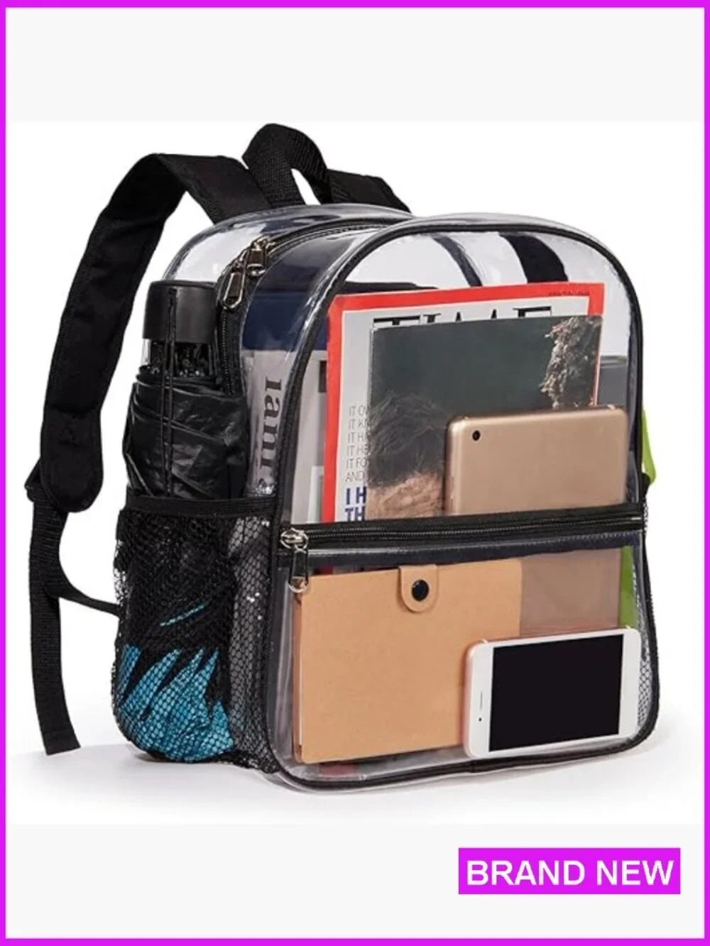 Clear Mini Backpack Stadium Approved Heavy Duty PVC Travel Concert Everyday